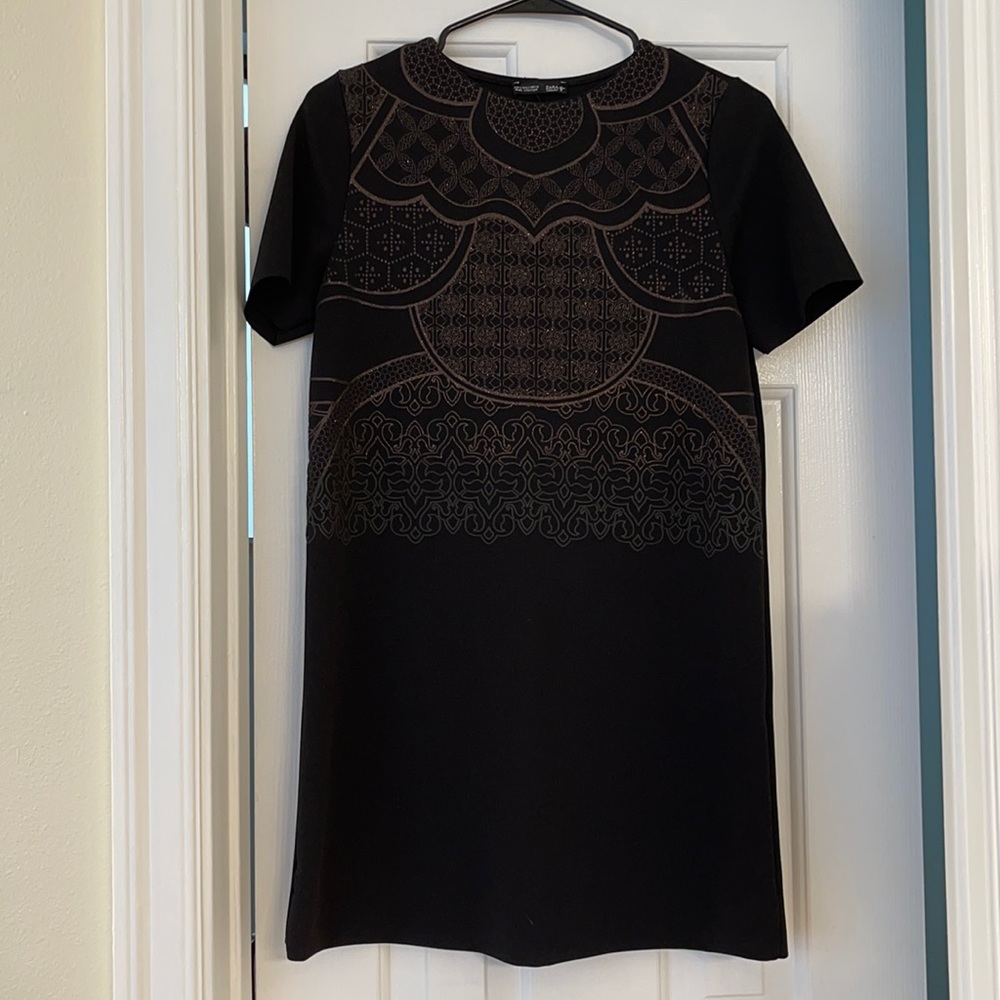 Zara Black dress with glitter design